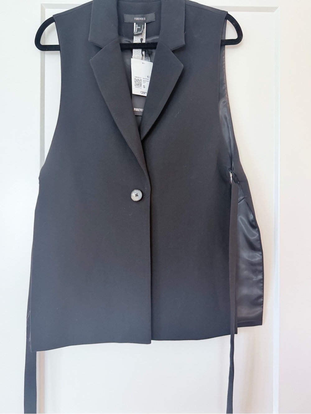 Forever 21 Black Sleeveless Tailored Vest with Side Ties